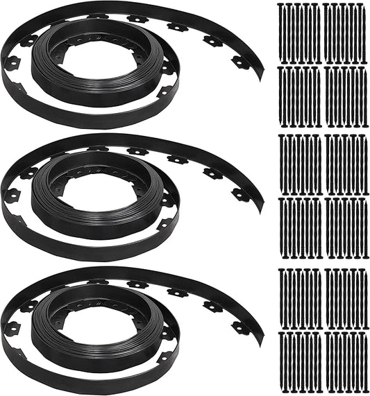 Gardzen 1.5" x 100' Landscape Edging Kit, Garden Edging Coil Comes with 120 Pcs Spikes, No Dig Lawn Border Design
