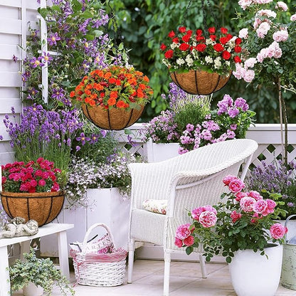 Halatool 2PCS 12Inch Round Coco Liners Hanging Basket Liners 100% Natural Replacement Coconut Liner for Planters Garden Flower Pot Vegetables Herbs