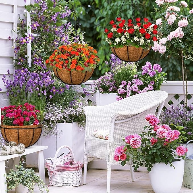 Halatool 2PCS 8 Inch Coconut Liners - 100% Natural Coco Fiber Round Liners for Planters, Flowers, Vegetables