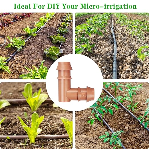 Drip Irrigation Barbed Elbow：20 Pack Drip Irrigation Elbow Parts Fits for 1/2 Inch Drip Irrigation Tubing 17mm 0.600" ID for Patio Lawn Garden