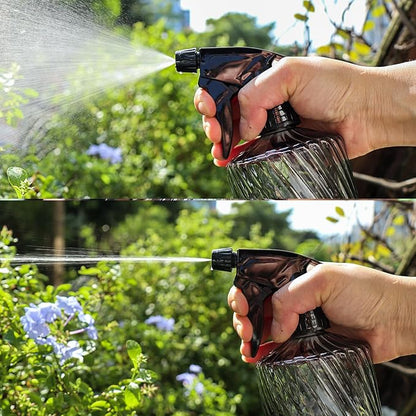 OFFIDIX Fine Mist Plant Mister,Handheld Pressure Glass Spray Bottles,0.45L/15.22oz Watering Can with Adjustable Nozzle for Outdoor Indoor Gardening and Cleaning Work(Diagonal Light Green)