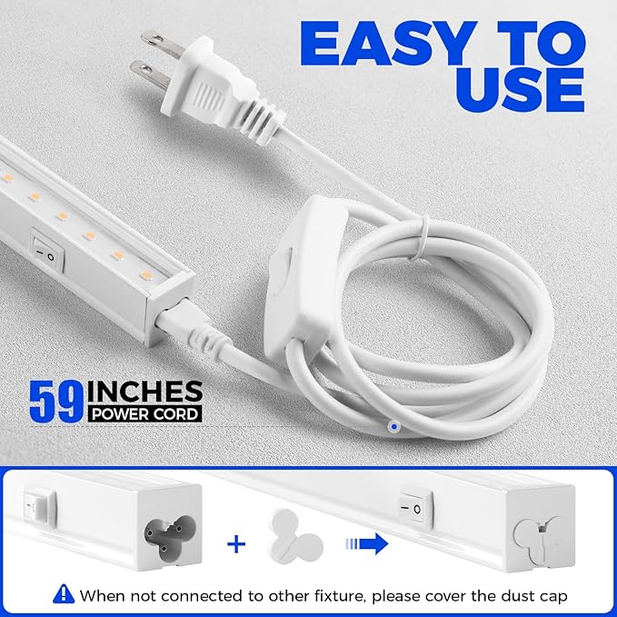 Barrina Grow Lights for Indoor Plants, Full Spectrum Sunlight, 1FT White Cover Plant Growing Lamp, LED Grow Light Bulbs, T5 Grow Light Strip, Plug and Play, Yellow, 4-Pack