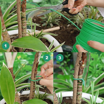 130 Feet Soft Plant Tie Green Twist Garden Ties for Plants Gardening Home Office Organization TPR Garden Ties Supplies with 2.5mm Diameter