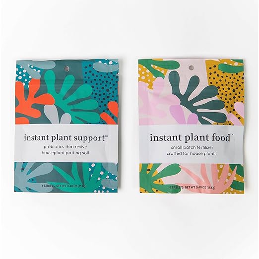 Instant Plant Care Bundle | Instant Plant Support + Instant Plant Food | Grow and Support Happy Houseplants and Indoor Planting Soil