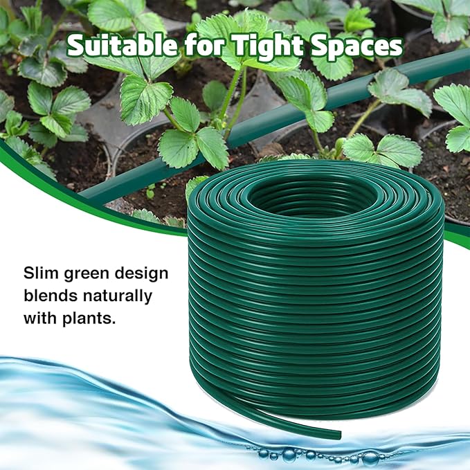 Bonviee 400ft 1/4 inch Drip Irrigation Tubing, Drip Irrigation Hose, Garden Watering Tube Line for Garden Watering System-Green