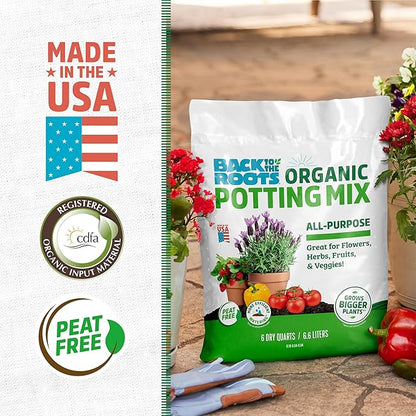 Back to The Roots 100% Organic Potting Mix (Value 12 Quart) | Premium Blend | Made in The USA