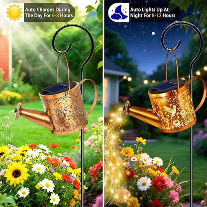 Solar Watering Can Lights Outdoor, Small Solar Yard Decorations Waterproof for Garden Decor, Hummingbird Decorative Patio Lights Outside Pathway Lawn, Gifts for Mom Women Grandma Birthday Christmas