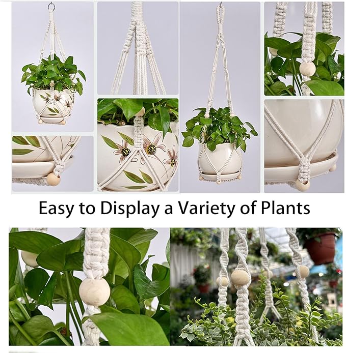2 Pack Plant Hanger - 29.5" & 23.5" Hanging Planters, Handmade Cotton Rope Plant Holder Fits 3.9"-11.8" Flower Pots Indoor & Outdoor Boho Home Decor (POTS NOT Included)