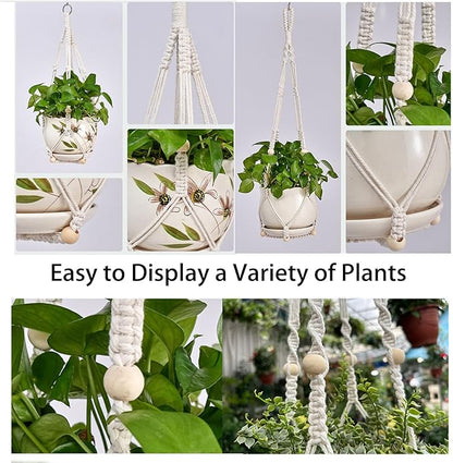2 Pack Plant Hanger - 29.5" & 23.5" Hanging Planters, Handmade Cotton Rope Plant Holder Fits 3.9"-11.8" Flower Pots Indoor & Outdoor Boho Home Decor (POTS NOT Included)