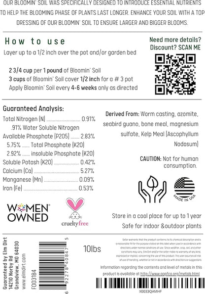 Elm Dirt Premium Ancient Soil - Organic Plant Soil for Outdoor & Indoor Plants | 25lbs