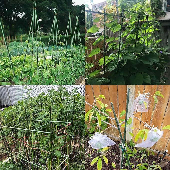 Orgrimmar 26 PCS 48" Garden Stakes Plastic Coated Climbing Plant Support Stakes Climbing Frame for Tomato Cucumber Eggplant Vine Vegetable (48 Inch)