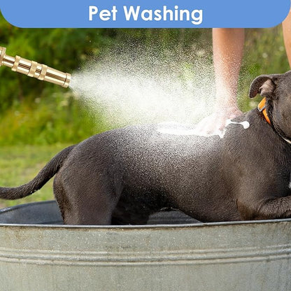 High Pressure Hose Nozzle, Heavy-Duty Brass Adjustable Twist Hose Nozzle with On-Off Valve, Water Hose Sprayer Nozzle with 3/4" GHT Connector for Garden(3 Pack）