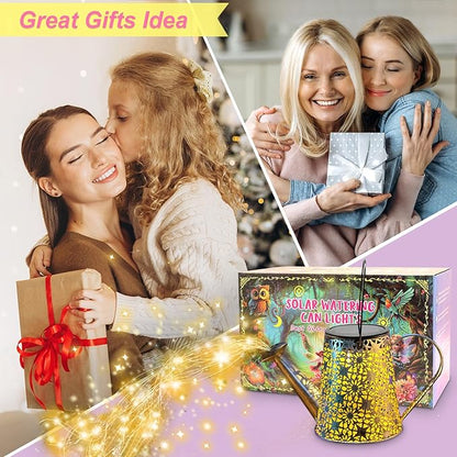 Solar Watering Can Lights, Christmas Large Retro Metal Hanging Solar Lights Outdoor Waterproof, Birthday Gifts for Women Mom Grandma Garden Decor Yard Light LED Decoration Outside for Porch Lawn Patio
