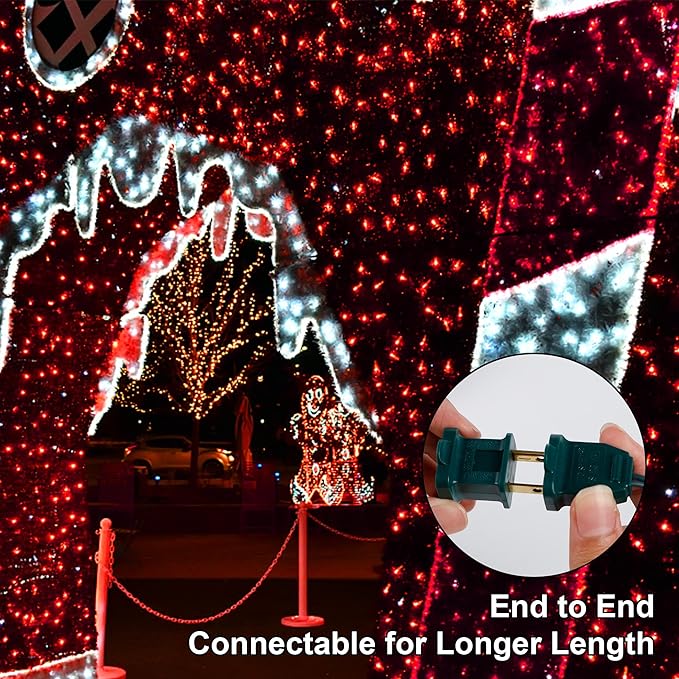 Christmas String Lights, 150 Count 33 FT Incandescent Mini Green Wire Valentines Fairy Light, 120V UL Certified Connectable Xmas Tree Lights for Patio, Holiday, Party, Outdoor Indoor Decoration, Red