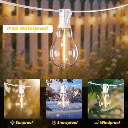 DAMAING Outdoor String Lights 75FT Waterproof Patio Lights with 38 Shatterproof Dimmable Edison LED Bulbs,Connectable Outdoor Lighting for Backyard,Garden and Wedding Outside, 2200K White Cord