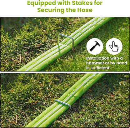 Sprinkler Soaker Hose 50FT 2Pack, Watering Hose with Holes, High-Efficiency Sprinklers System for Garden and Lawn with Staples