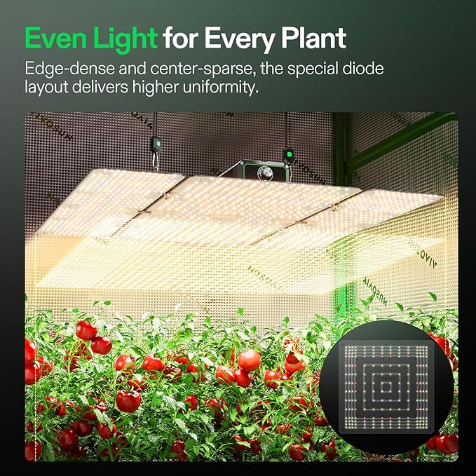 VIVOSUN VS4000 LED Grow Light with Full Spectrum Diodes & Brand Driver Dimmable Sunlike Lights for Seedling Veg & Bloom Plant Grow Lamp for 4x4/5x5 Grow Tent
