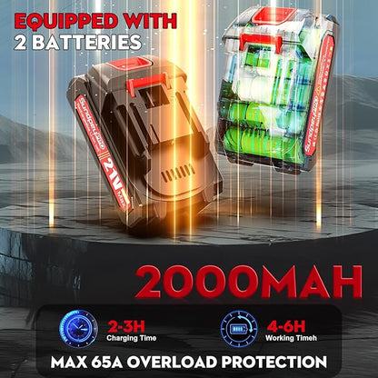 Electric Pruning Shears 21V - Max 1.77"(45mm) Cutting Diameter Cordless Pruning Shears Garden Tool with LCD Display & 2 x 2000mAh Battery & Brushless Motor For Orchard Tree Branch Trimming