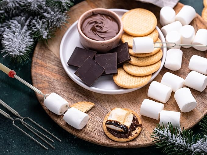 Zulay Kitchen 6 Pack Smores Sticks for Fire Pit - Long Marshmallow Roasting Sticks Smores Kit - Perfect Smore Skewers & Hot Dog Forks For Campfires, Camping Essentials S'mores Gear (Extendable Sticks)