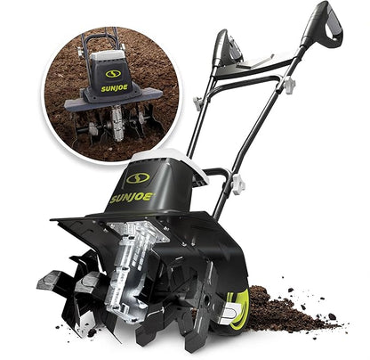 Sun Joe Corded Electric Garden Tiller & Cultivator with Steel Tines, 16 Inch, 12-Amp Motor - Heavy-Duty Tilling Machine for Lawn, Yard, and Gardening Care, TJ603E
