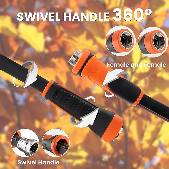 Giraffe Tools Garden Leader Hose 5ft x 5/8", Short Water Hose Heavy Duty, Flexible, Lightweight Hybrid Hose with Swivel Handle, Double Female Fittings, Burst 600 PSI