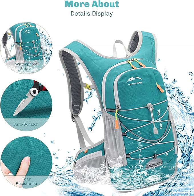 Hydration Backpack,Lightweight Hydration Pack with 1.5L Water Bladder, Water Backpack for Hiking Running, Biking