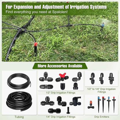 30PCS Push-to-Fit Drip Irrigation Emitters for 1/4 inch Irrigation Tubing, Adjustable 360 Degree Drip Emitter Sprayer with Stake, Irrigation Dripper Sprinklers for Drip Irrigation System