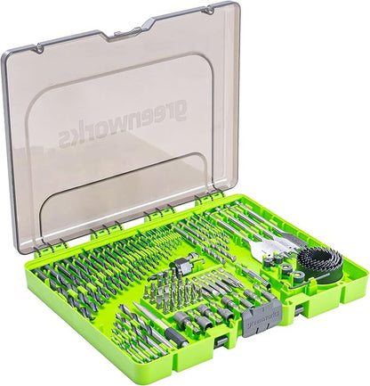 Greenworks 90 Piece Black Oxide Drilling and Driving Bit Set with Modular Case for Wood, Metal, Plastic, and Masonry,3X Longer Life,135° Split Point,Precision-Milled