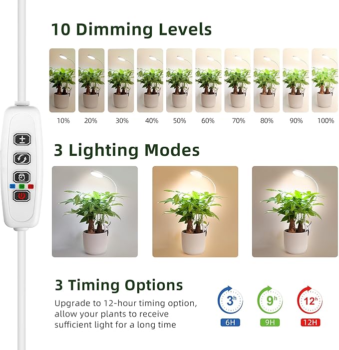 Grow Light for Indoor Plants Full Spectrum Plant Grow Lights 72 LED Plant Light Grow Lamp for Indoor Growing Pot Clip LED Plant Lamp (White, 1)