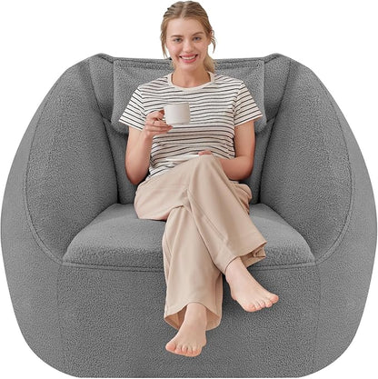 HABUTWAY Inflatable Bean Bag Chairs for Adult Blow up Chair Portable Inflatable Bean Bag Couch w/Electric Air Pump,Handle & Side Pocket for Movie Night Reading Gaming Living Room - Light Grey