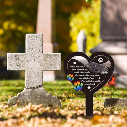 Grave Decorations for Cemetery Rainbow Bridge Dog Memorial Gifts Pet Grave Markers Dog Metal Garden Stake Headstones Decoration Graveyard Remembrance Graveside Sign for Outdoors
