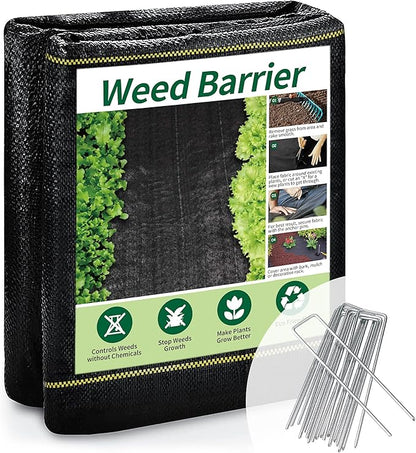 3ft x50ft Pro Black Weed Barrier, 6oz Premium Landscape Fabric-Heavy Duty Woven Ground Cloth with Superior Permeability Weed Control Convenient Design