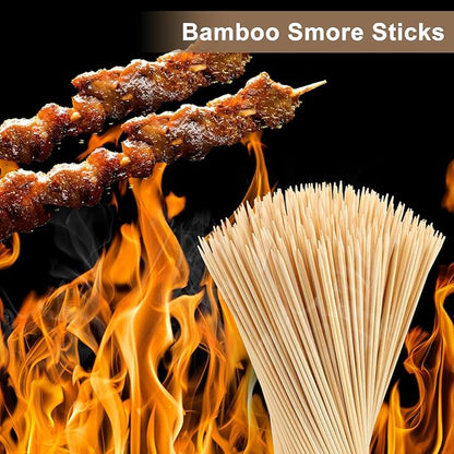 300 Pack Marshmallow Roasting Sticks, 30 Inch Smores Stick Extra Long for Fire Pit, 5mm Thick Bamboo Barbecue Skewers Outdoor for BBQ Kabob Grilling, Campfire, Hotdog, Plant Support