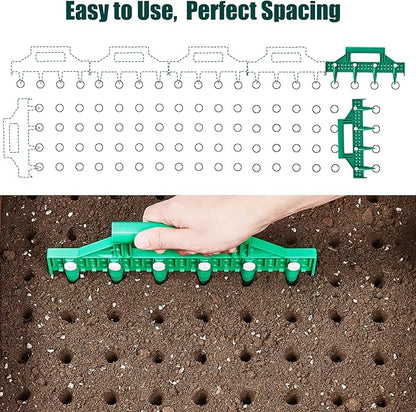 Seed Dibber, Multifunctional Seed Spacer Tool, Seed-in Soil Digger Garden Spacer aid for Planting Seeds Laying Out ideally Spaced Rows (Green)