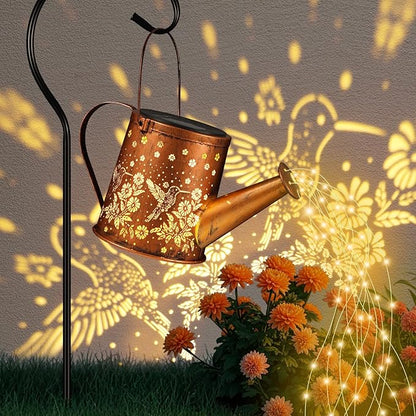 Solar Watering Can Light, Solar Powered Hanging Lantern Landscape Lights, Decorative Garden for Yard Waterproof Garden Decor, Gifts for Mom, Grandma（Hummingbird）