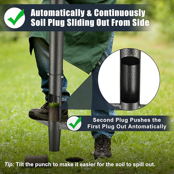 Bulb Planter Tool, 33.5 inch Long Handle Garden Sod Plugger to Dig Hole, Heavy Duty Metal Garden Tools for Soil Test Planting or Weeding Spring Flowers Bulbs,Bedding Plants,Tulips, Lilies, Potato