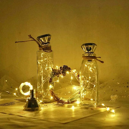 Solar Wine Bottle Lights, 10 Pack Diamond Cork Lights, 20 LED Outdoor Waterproof Fairy String Lights for Garden Wedding Patio (Warm White)