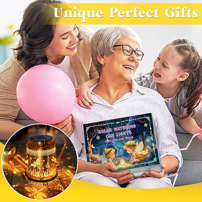 Solar Lights Outdoor Garden Decor, Dragonfly Hanging Watering Can Landscape Lights Waterproof Yard Decorations for Outside Porch Patio Backyard, Gardening Gift for Mom Grandma Women Birthday