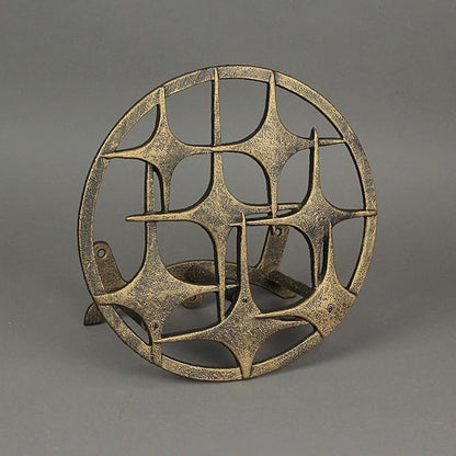 Bronze Finish Cast Iron MCM Stars Wall Mounted Hose Holder - Stylish Mid-Century Modern Garden Decor Solution - 11.5 Inches in Diameter, Weather-Resistant