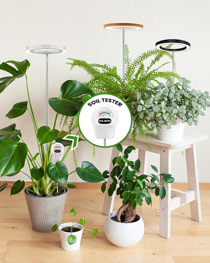 yadoker Plant Grow Light, LED Growing Light Full Spectrum for Indoor Plants, Paired with a Soil Tester,Height Adjustable, Automatic Timer, 5V Low Safe Voltage,Idea for Large Plant Light