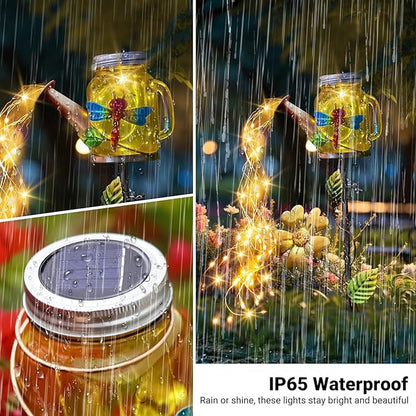 Solar Watering Can Light, Yard Outdoor Decor Lights, IP65 Waterproof, Hanging Dragonfly Garden Light, Outside Garden Flower Bed Decor, Women Gift, Birthday Gifts