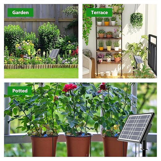 49FT Solar Drip Irrigation Kit with Digital Screen, Auto Watering Kit for 15 Pots, Solar-Powered Plant Watering,434 Timer Modes, 900ml/min Flow Indoor/Outdoor Garden, Balcony & Patio Irrigation System