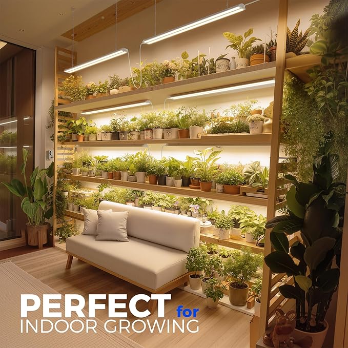 Barrina TX72 Grow Light for Indoor Plants, 4FT, 288W(4 x 72W, 2000W Equivalent), Full Spectrum with 660nm Red LEDs, High PPFD, Mechanical Timer, Linkable, Hanging Plant Lights for Greenhouse, 4 Pack