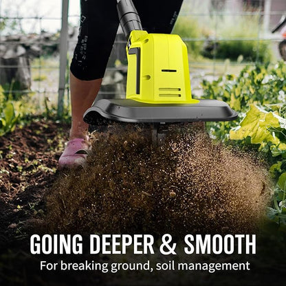 Powerful Cordless Tiller Cultivator with 720RPM Brushless Motor, 2x5.0Ah Batteries&1.5A Fast Charger, 10In Tilling Width and 7In Depth, Super Power Electric Garden Tiller Battery Powered
