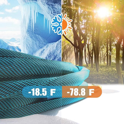 100Ft Non-Expandable Garden Hose, Flexible Water Hose with 10-Pattern Spray Nozzle, Lightweight Hose Pipe, Kink-Free, Leak-Proof, 3/4" Solid Metal Fittings (Blue)