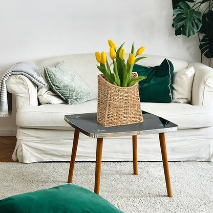 Woven Hanging Seagrass Baskets, Hanging Wall Wicker Basket, Handmade Organizer Baskets, Hanging Flower Basket for Shelves, Walls, Doors, Balconies, Front of House, Garden,...(Seagrass)