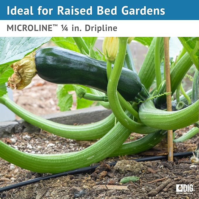 DIG ML-112B ¼” 100’ MICROLINE™ Dripline, 12” Dual Outlet Emitter Spacing, UV-Resistant Tubing for Efficient Irrigation | Ideal for Raised Beds | Flexible, Durable, Easy Installation (Brown)
