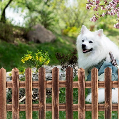 Carbonized Wooden Garden Fence Long High Outdoor Landscape Border Flexible Decorative Lawn Edging Pastoral Style for Flower Bed