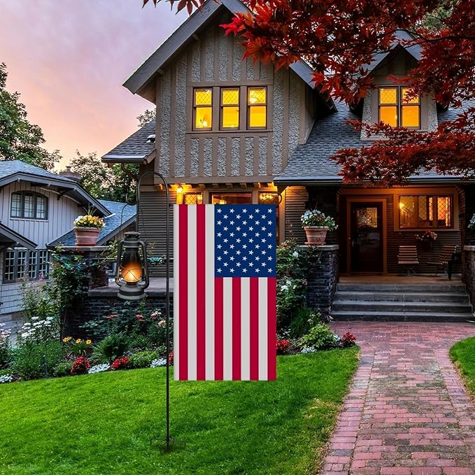 Heavy-Duty Garden Flag Stand with Shepherd's Hook Holder – Sturdy Metal Frame for 12x18 Inch Flags & String Lights, Weather-Resistant Outdoor Lawn, Patio, Yard Decorations