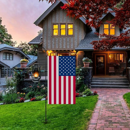 Heavy-Duty Garden Flag Stand with Shepherd's Hook Holder – Sturdy Metal Frame for 12x18 Inch Flags & String Lights, Weather-Resistant Outdoor Lawn, Patio, Yard Decorations